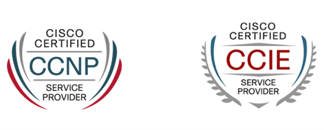 Quelle certification Service Provider choisir en 2025 ? Cisco, Juniper, Nokia ou Huawei : le comparatif stratégique pour booster votre carrière réseau ! 4 Logos des certifications Cisco de niveau professionnel et expert : CCNP Service Provider et CCIE Service Provider.