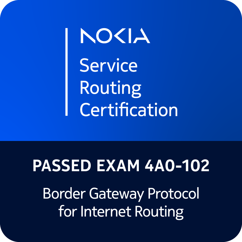 Fiche technique de l’examen Nokia BGP for Internet Routing – 4A0-102 2 Vers l'expertise Cloud, Réseau et Cybersécurité. Fiche technique de l’examen Nokia BGP for Internet Routing – 4A0-102