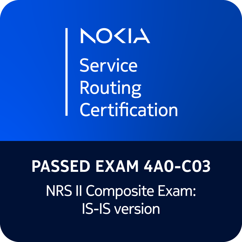 Fiche technique de l’examen Nokia NRS-II IS-IS Composite – 4A0-C03 2 Vers l'expertise Cloud, Réseau et Cybersécurité. Fiche technique de l’examen Nokia NRS-II IS-IS Composite – 4A0-C03