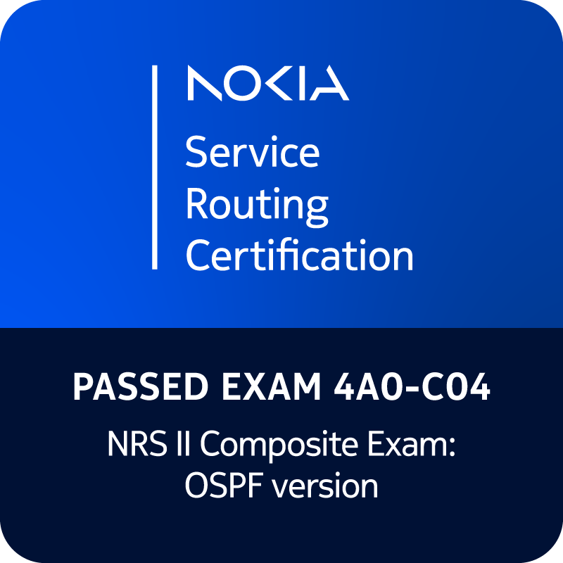 Fiche technique de l’examen Nokia NRS-II OSPF Composite – 4A0-C04 2 Vers l'expertise Cloud, Réseau et Cybersécurité. Fiche technique de l’examen Nokia NRS-II OSPF Composite – 4A0-C04