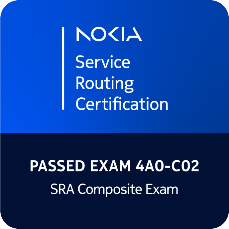Fiche technique de l’examen Nokia SRA Composite Exam – 4A0-C02 2 Vers l'expertise Cloud, Réseau et Cybersécurité. Fiche technique de l’examen Nokia SRA Composite Exam – 4A0-C02