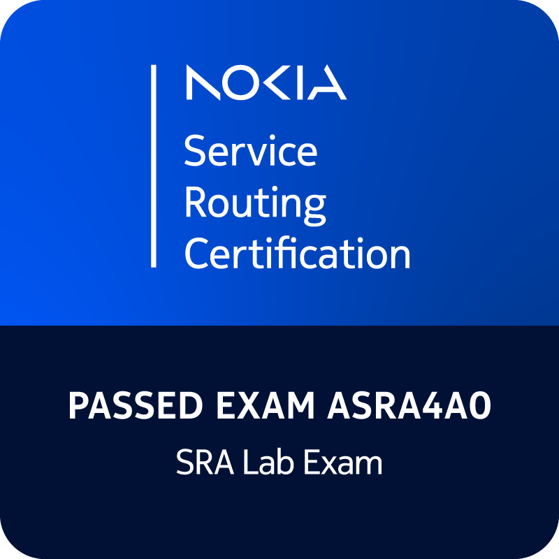 Fiche technique de l’examen Nokia SRA Lab – ASRA4A0 2 Vers l'expertise Cloud, Réseau et Cybersécurité. Fiche technique de l’examen Nokia SRA Lab – ASRA4A0