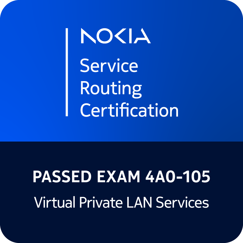Fiche technique de l’examen Nokia Virtual Private LAN Services – VPLS – 4A0-105 2 Vers l'expertise Cloud, Réseau et Cybersécurité. Fiche technique de l’examen Nokia Virtual Private LAN Services – VPLS – 4A0-105