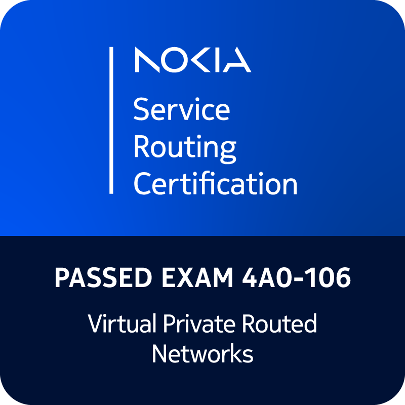 Fiche technique de l’examen Nokia Virtual Private Routed Networks – VPRN – 4A0-106 2 Vers l'expertise Cloud, Réseau et Cybersécurité. Fiche technique de l’examen Nokia Virtual Private Routed Networks – VPRN – 4A0-106